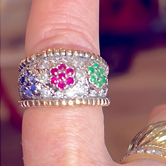 14k gold sapphire ruby, an emerald ring - Picture 7 of 13